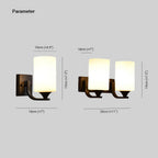 Tiffany Minimalism Cylindrical Metal Glass Art Vanity Wall Lamp, Black/Chrome