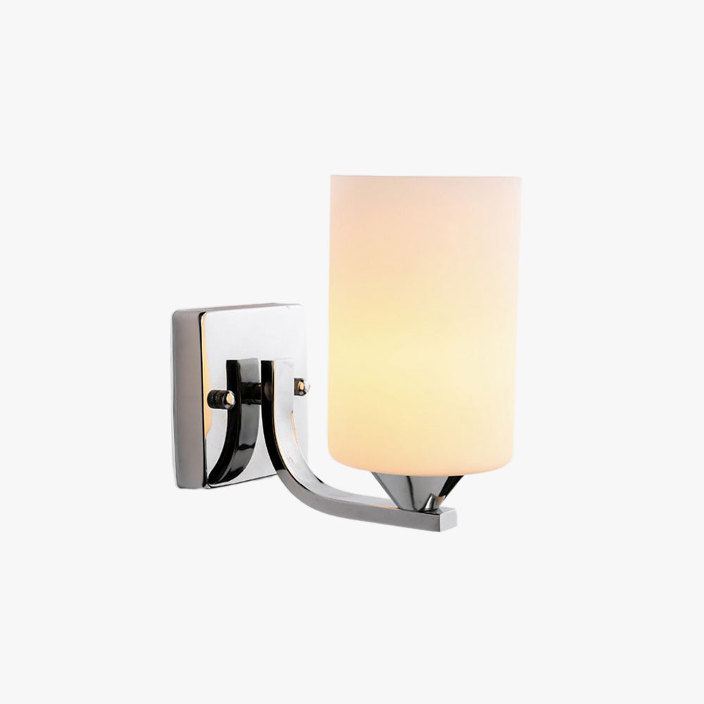 Tiffany Minimalism Cylindrical Metal Glass Art Vanity Wall Lamp, Black/Chrome
