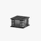 Ray Modern Square Metal Glass Outdoor Solar Floor Lamps, Black