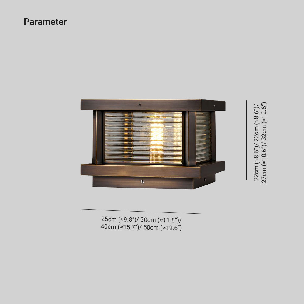 Ray Modern Rectangular Metal Outdoor Solar Lamp, Black/ Brass/Bronze