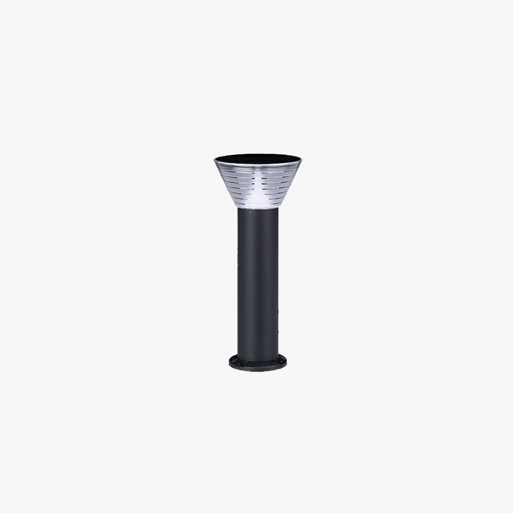 Ray Modern Conical Solar Outdoor Bollard Light, Black