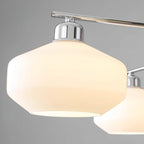 Chandelier White Glass Shades Chrome Walnut Arms Retro