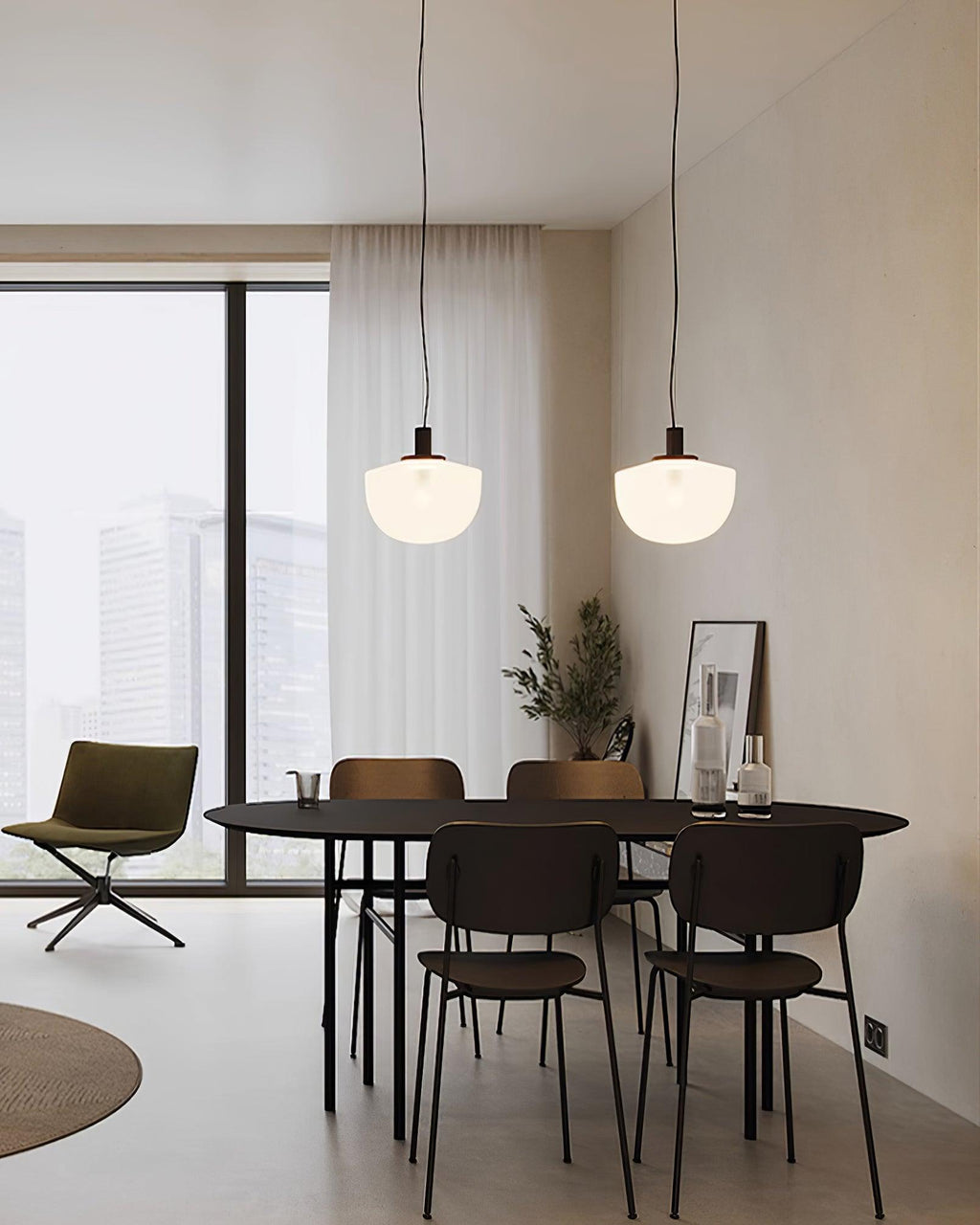 Pendant Lamp Glass Dome Metal Mount Minimalist Relax