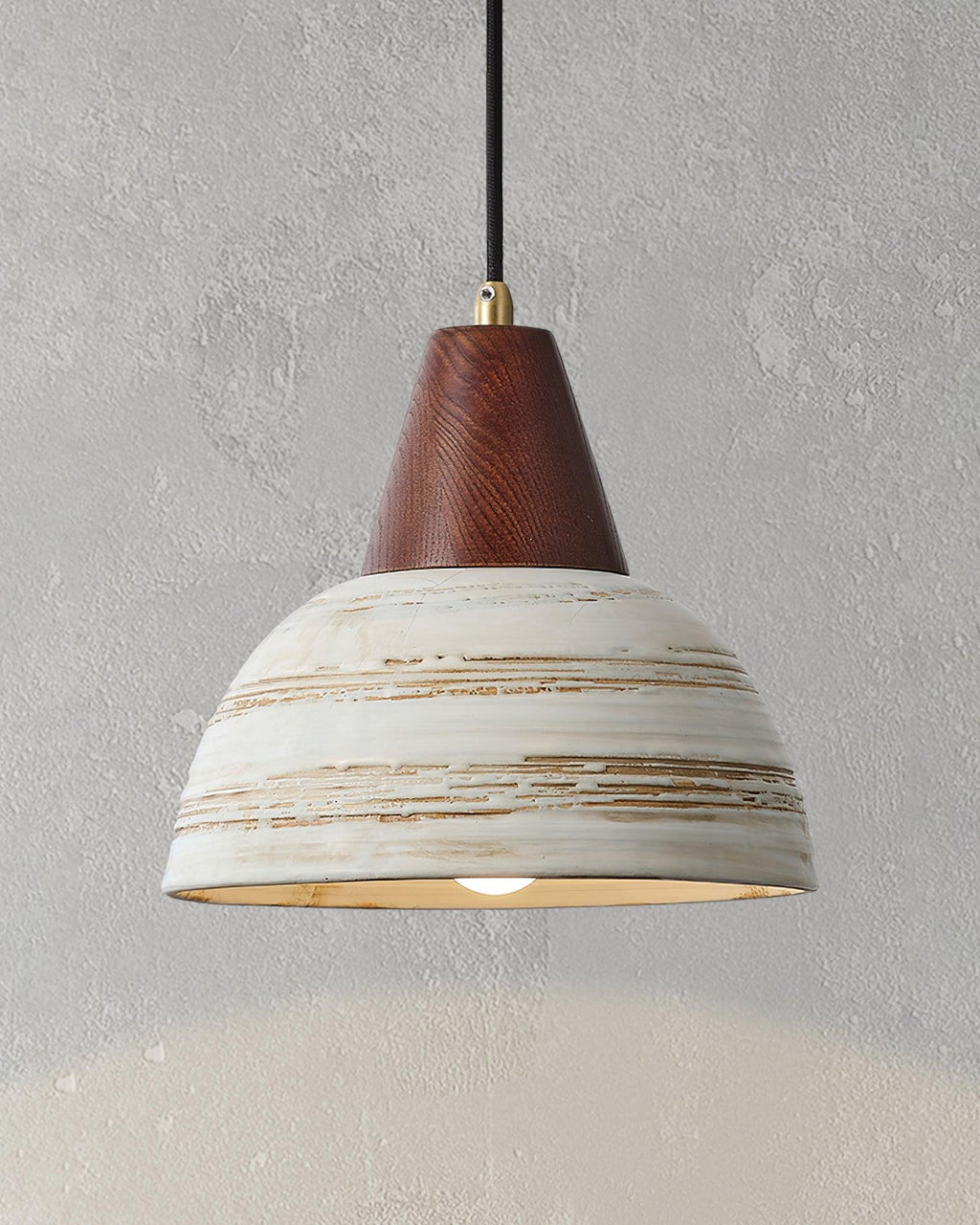 Pendant Lamp Textured Ceramic Shade Tapered Nordic Minimalist