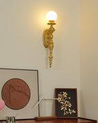 Wall Lamp Sculpted Brass Body Globe Shade Classic Elegant Statement