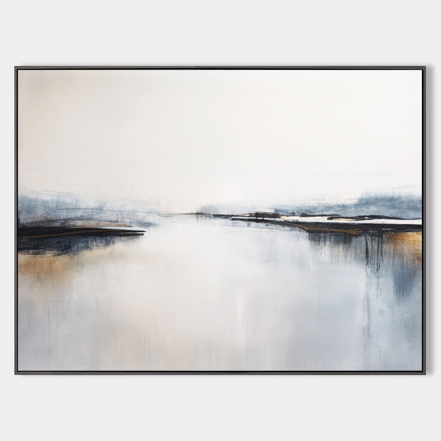 Misty River and Soft Neutral Tones Oil Painting