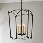Xenuvyu Modern Minimalist Industrial Black Metal Lantern Pendant Lamp