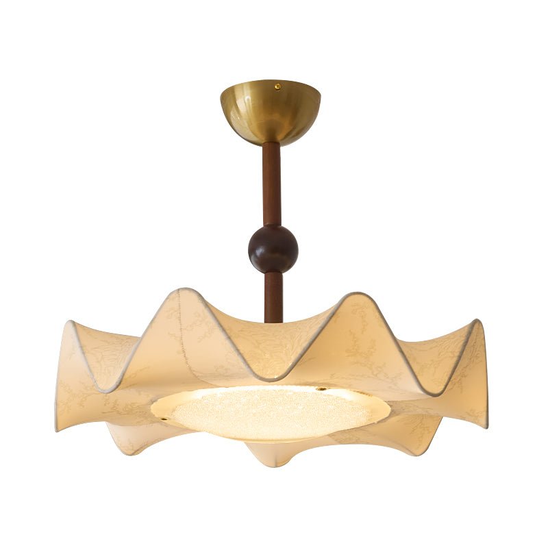 Cyrie Ceiling Light Floral-patterned etched fabric Wood