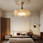 Cyrie Ceiling Light Floral-patterned etched fabric Wood