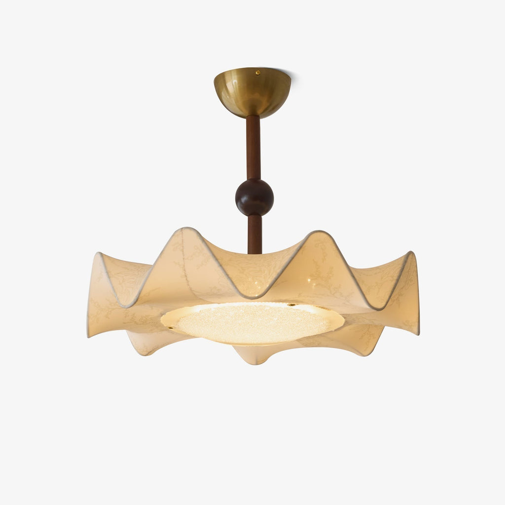 Cyrie Ceiling Light Floral-patterned etched fabric Wood