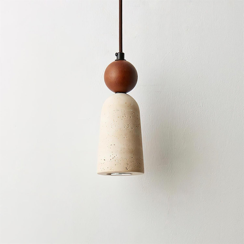 Bellaro Travertine & Wood Pendant Light