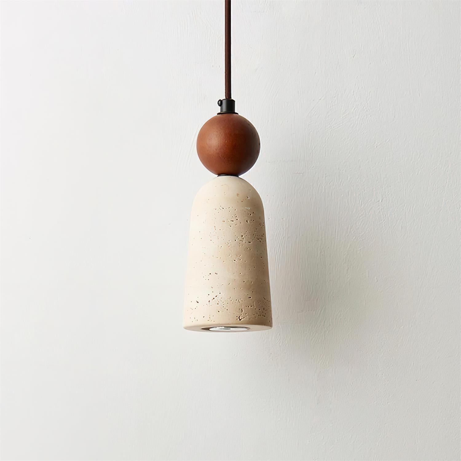 Bellaro Travertine & Wood Pendant Light