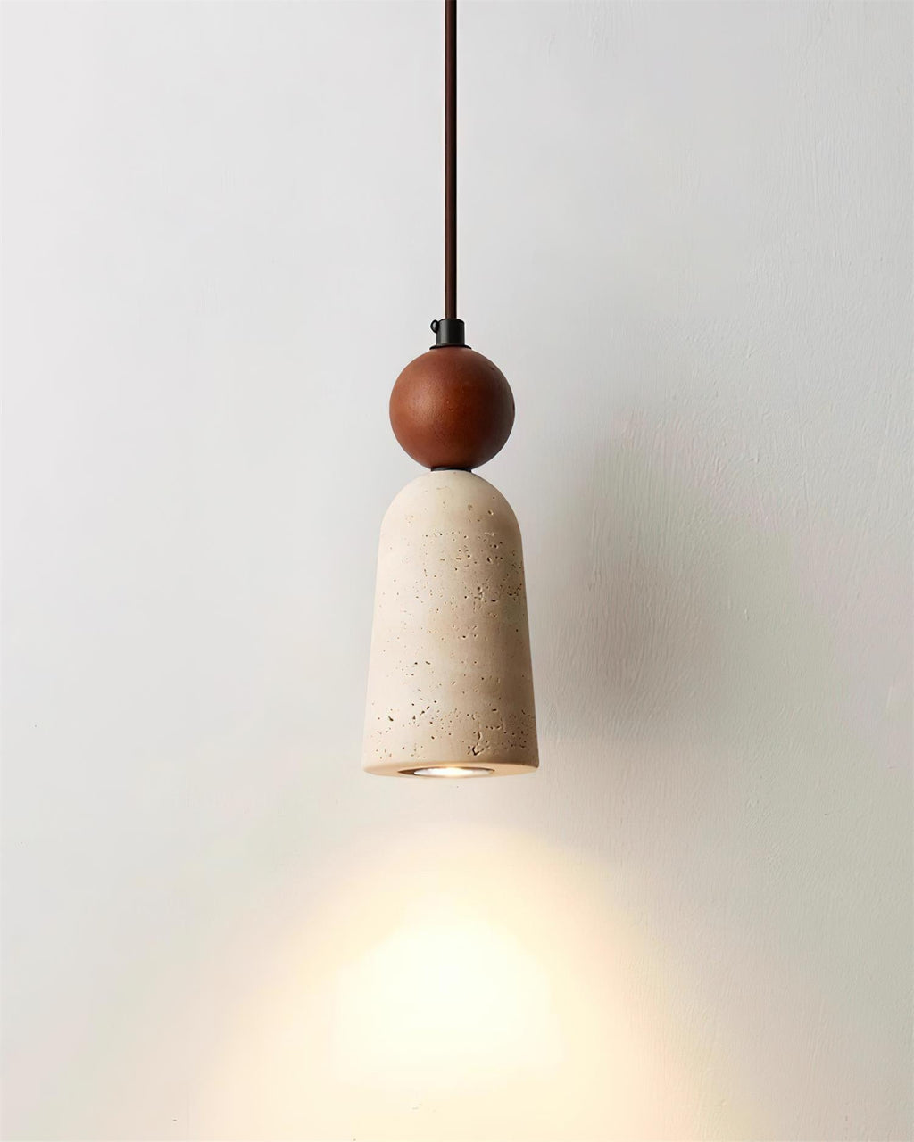 Bellaro Travertine & Wood Pendant Light