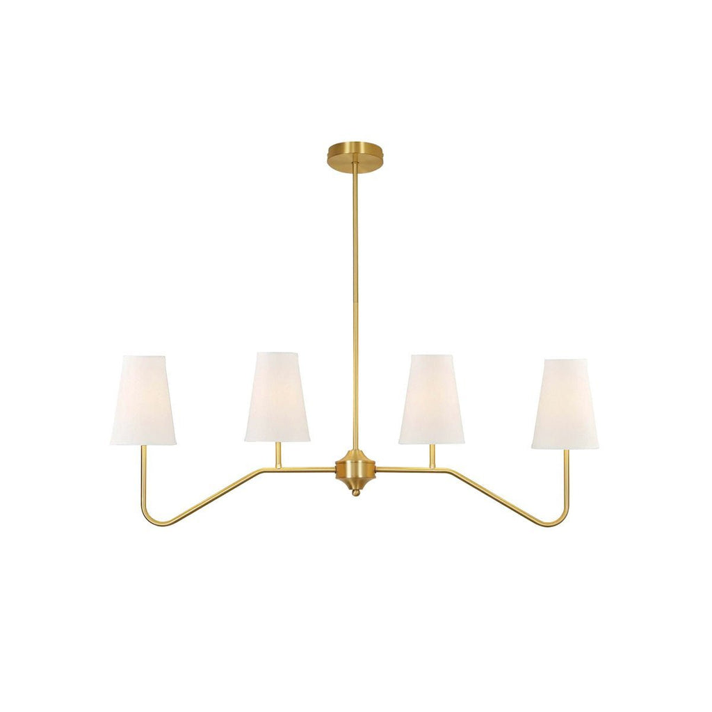 Lustra Chandelier Brass Curved Beige Linear