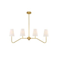 Lustra Chandelier Brass Curved Beige Linear