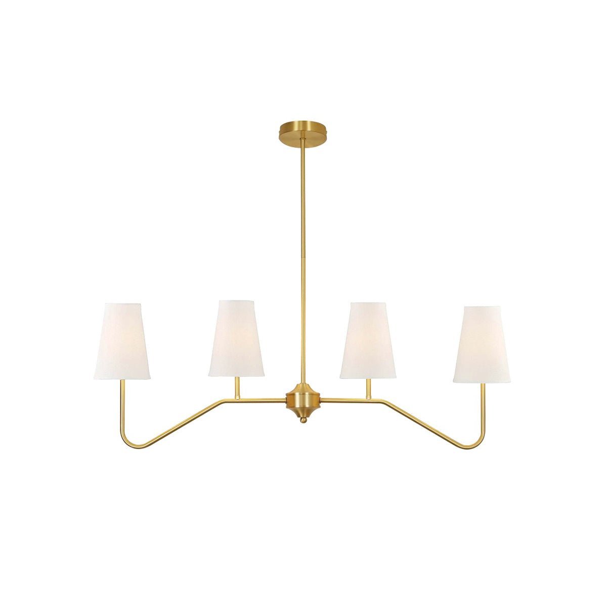 Lustra Chandelier Brass Curved Beige Linear