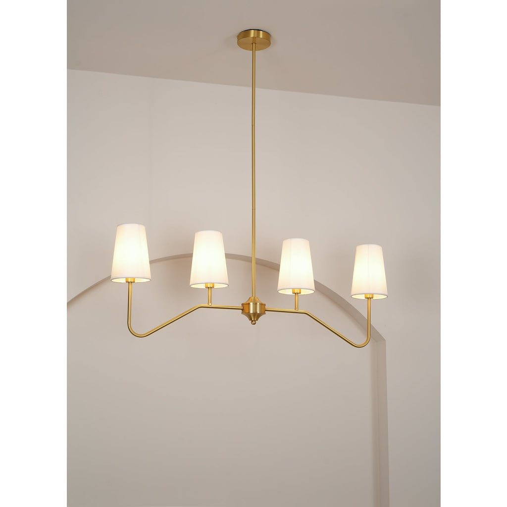 Lustra Chandelier Brass Curved Beige Linear
