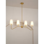Lustra Chandelier Brass Curved Beige Linear