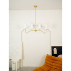 Lustra Chandelier Brass Curved Beige Linear