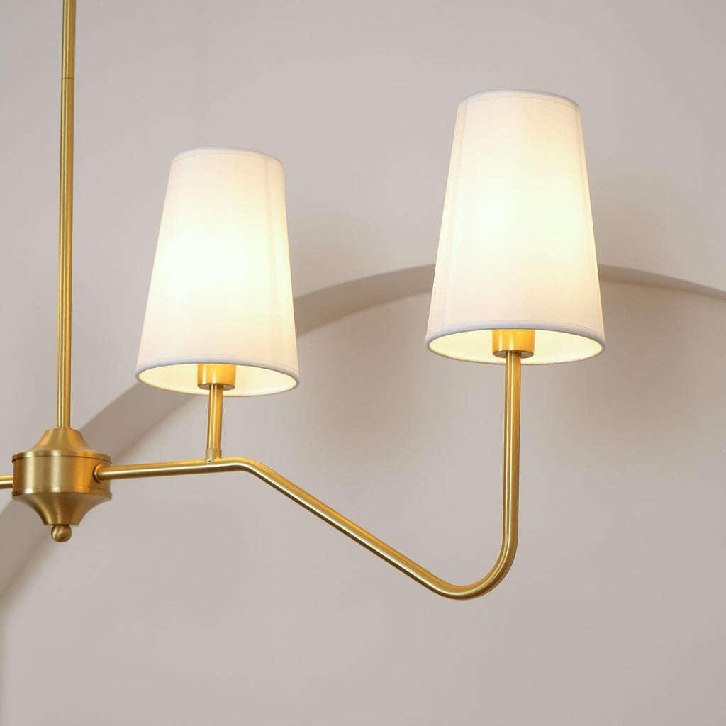 Lustra Chandelier Brass Curved Beige Linear