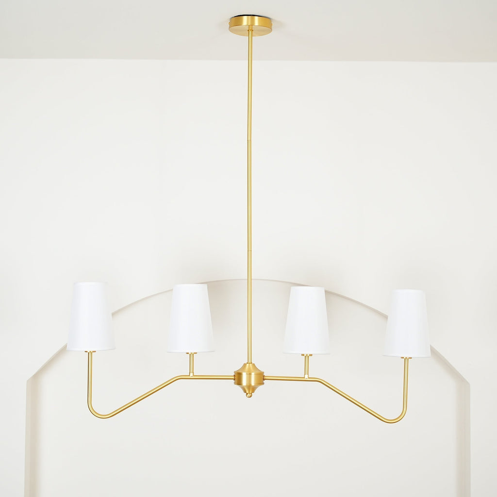 Lustra Chandelier Brass Curved Beige Linear