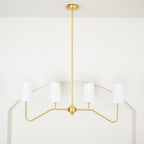 Lustra Chandelier Brass Curved Beige Linear