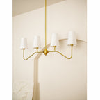 Lustra Chandelier Brass Curved Beige Linear