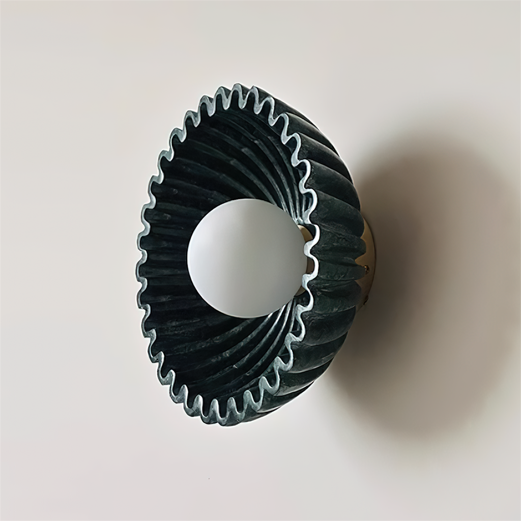 Wall Lamp Ceramics and Glass Dark Green White Black Beige Sculptural