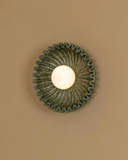 Wall Lamp Ceramics and Glass Dark Green White Black Beige Sculptural