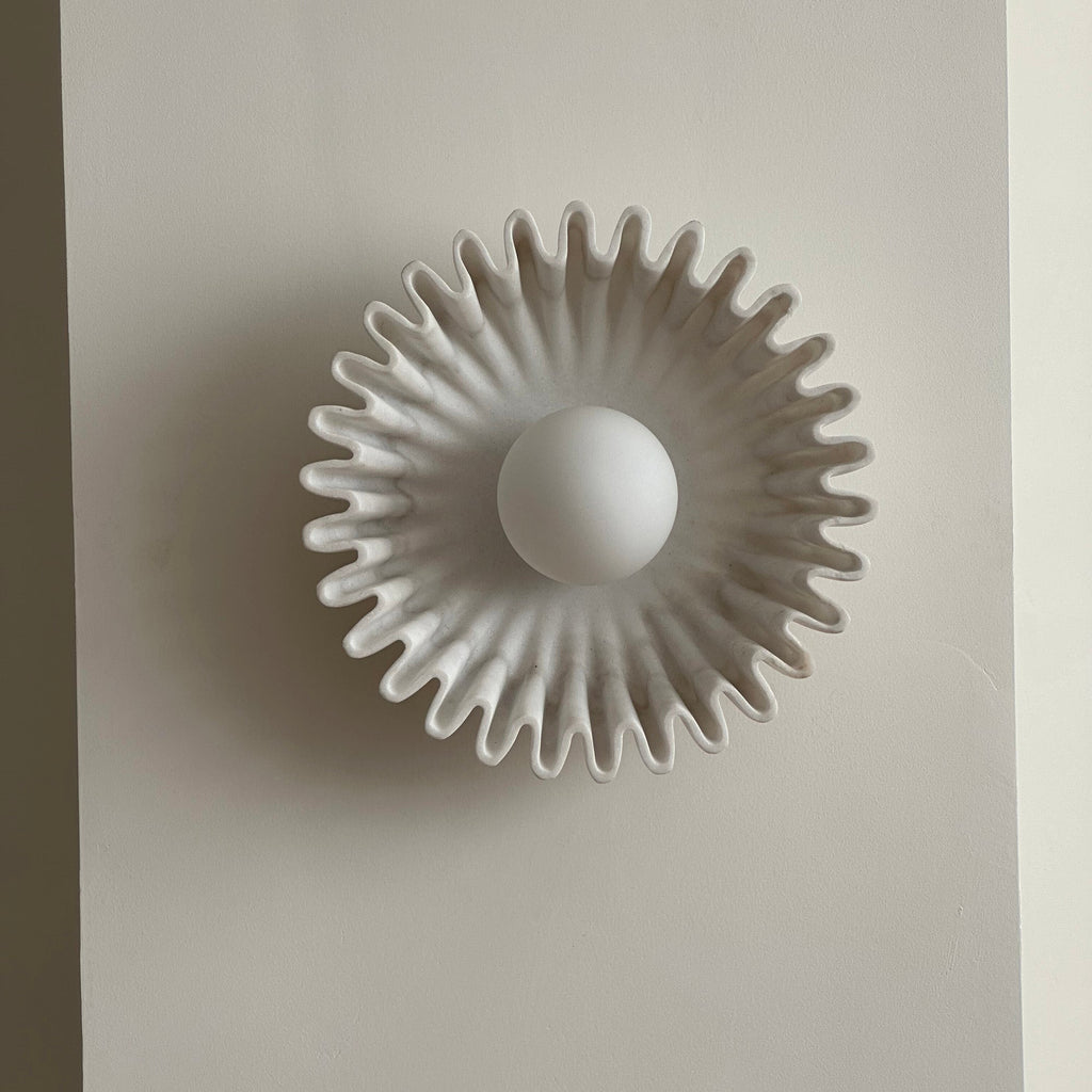 Wall Lamp Ceramics and Glass Dark Green White Black Beige Sculptural