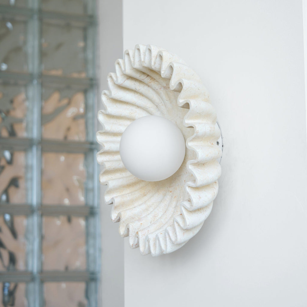 Wall Lamp Ceramics and Glass Dark Green White Black Beige Sculptural