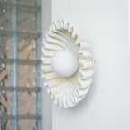 Wall Lamp Ceramics and Glass Dark Green White Black Beige Sculptural