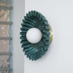 Wall Lamp Ceramics and Glass Dark Green White Black Beige Sculptural