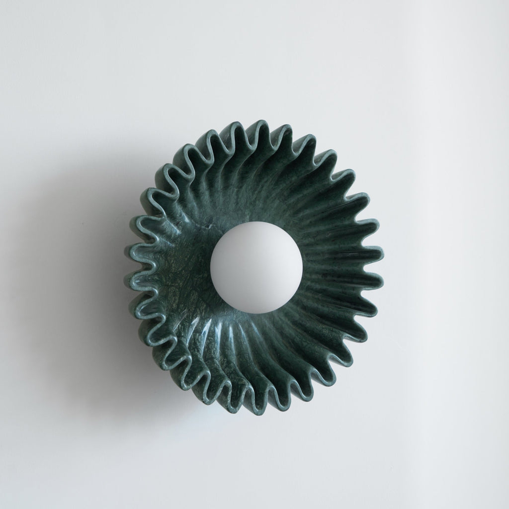 Wall Lamp Ceramics and Glass Dark Green White Black Beige Sculptural
