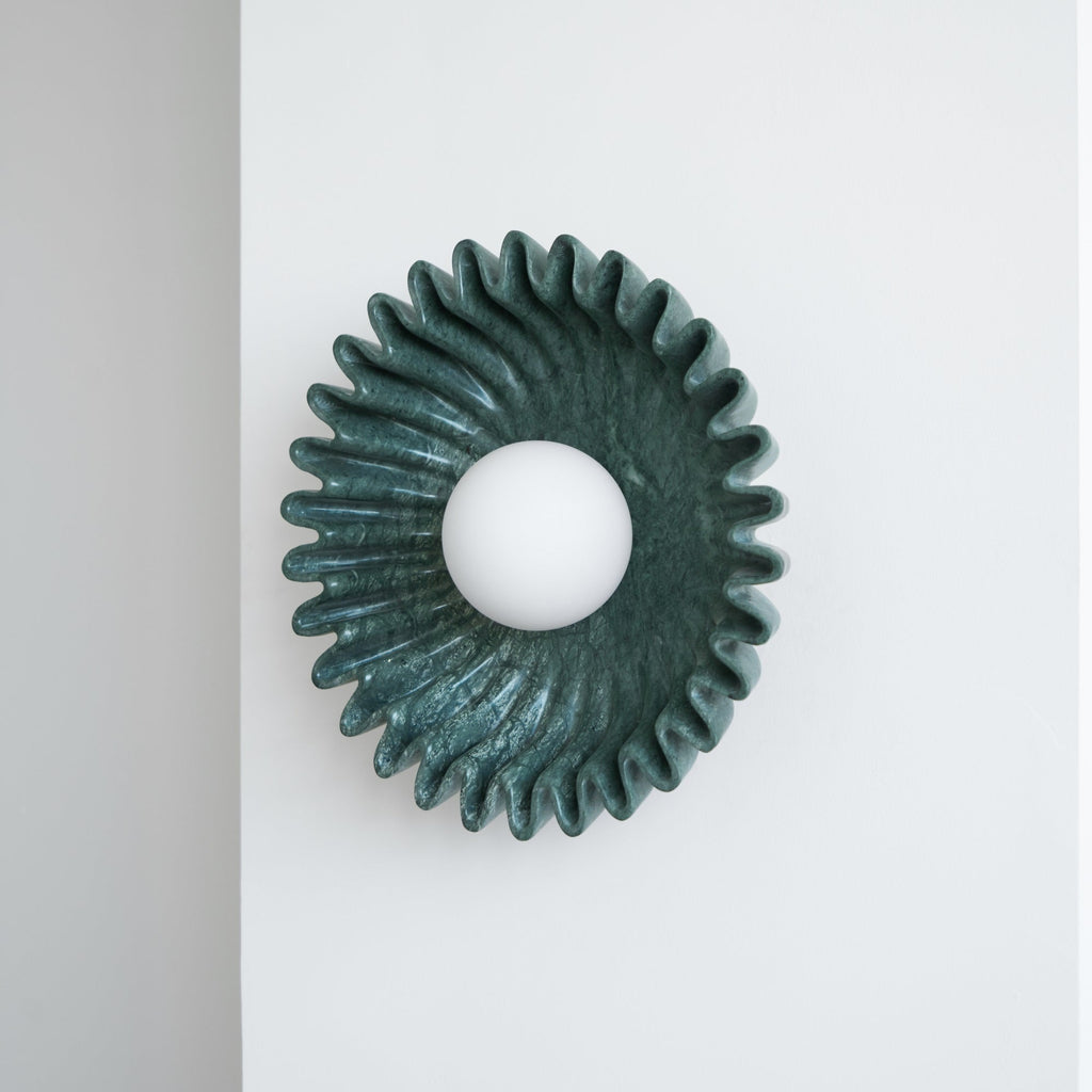 Wall Lamp Ceramics and Glass Dark Green White Black Beige Sculptural