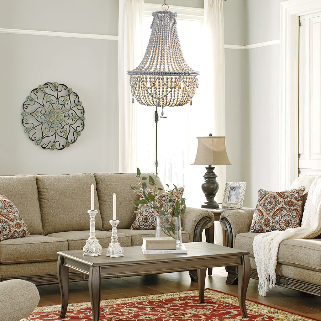 Eirikuvyu Postmodern Luxury Bead Metal Wood Chandelier