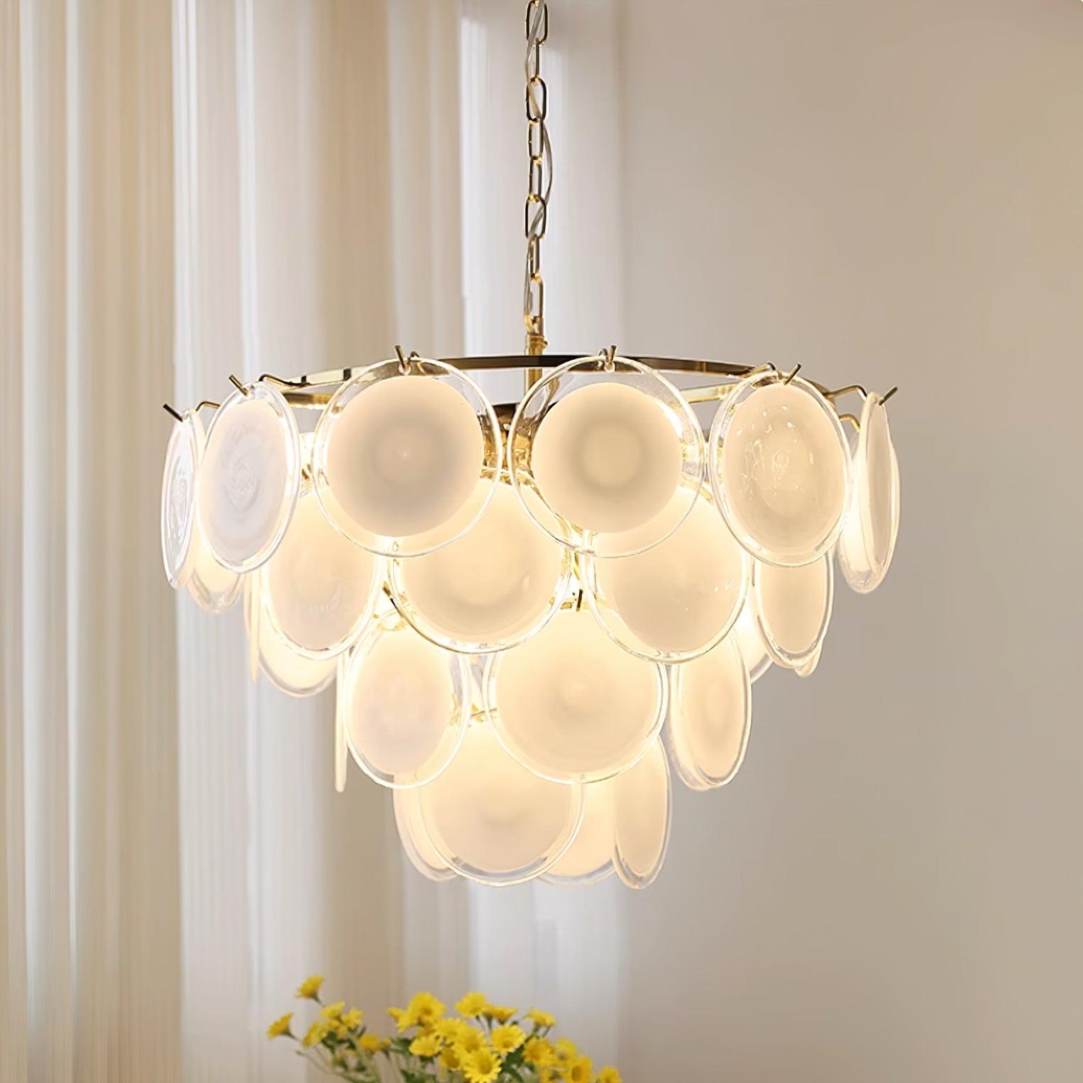 Esona Cascading Frosted Glass Discs Chandelier