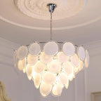 Esona Cascading Frosted Glass Discs Chandelier