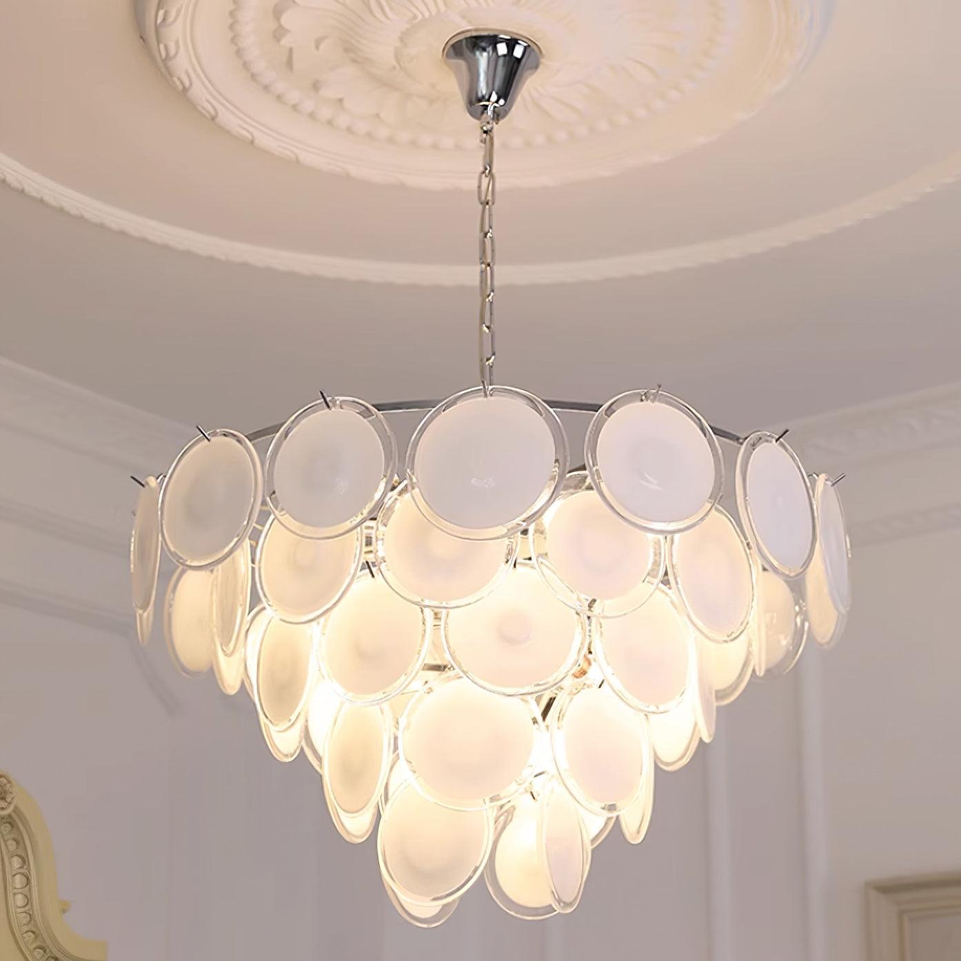 Esona Cascading Frosted Glass Discs Chandelier