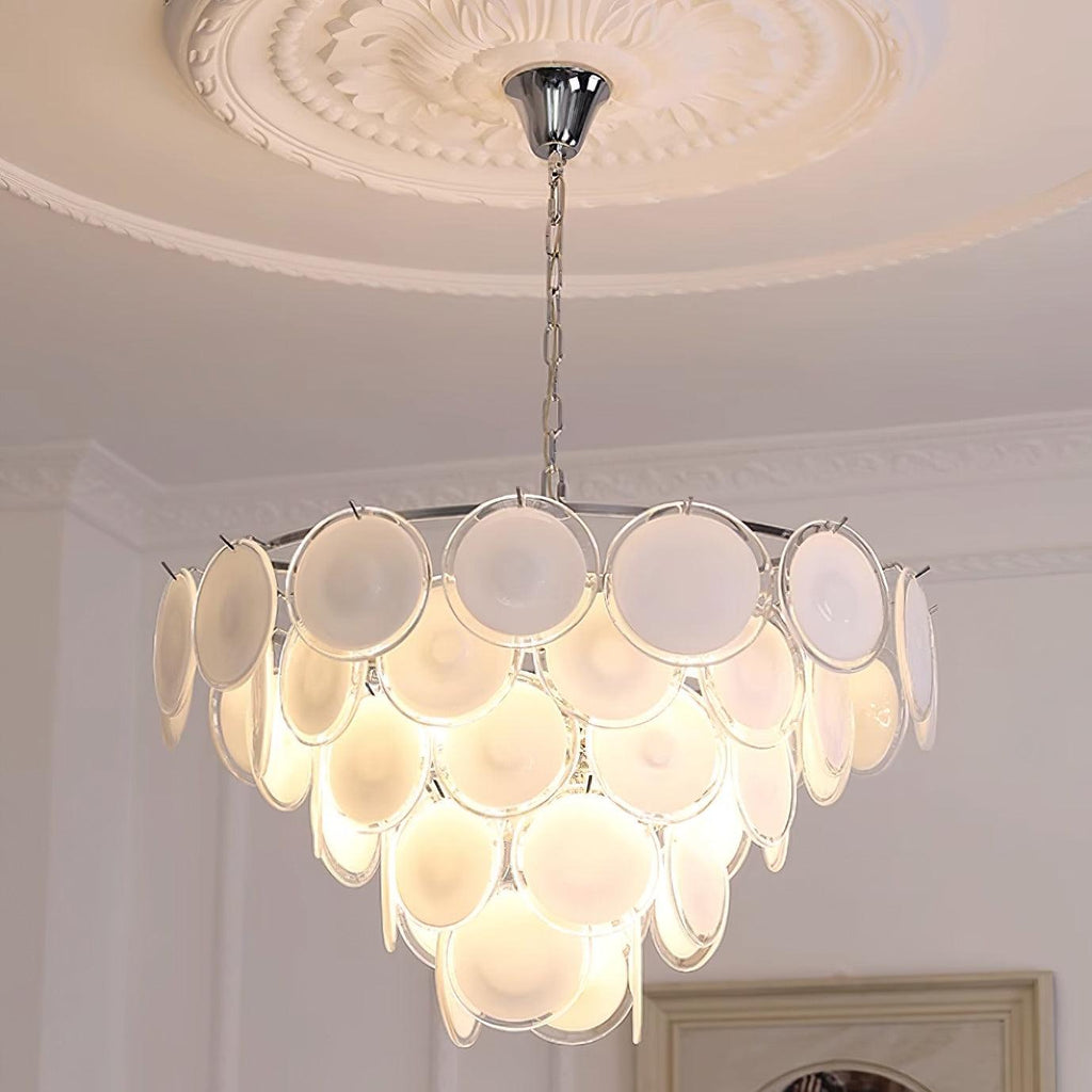 Esona Cascading Frosted Glass Discs Chandelier