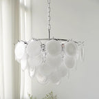 Esona Cascading Frosted Glass Discs Chandelier