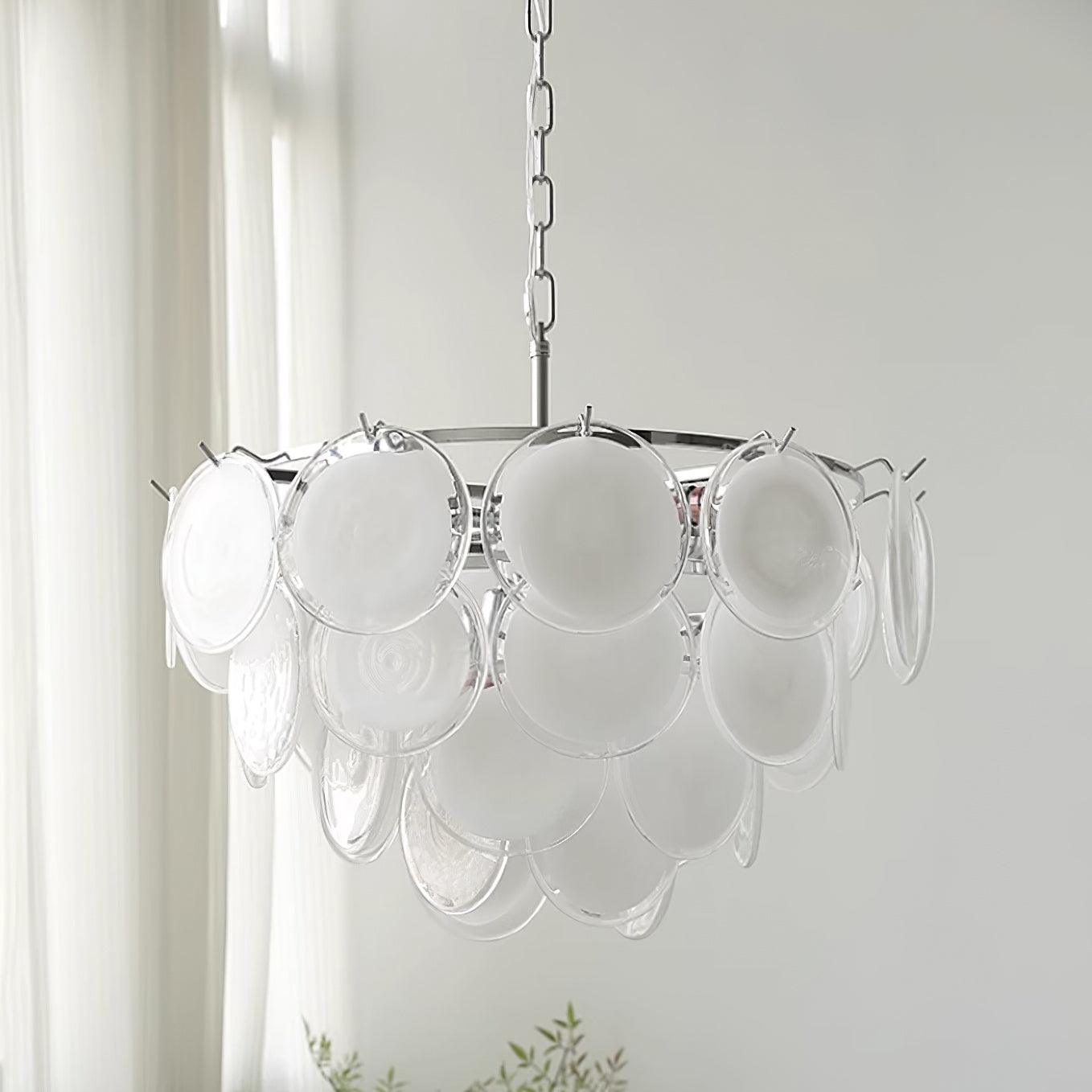 Esona Cascading Frosted Glass Discs Chandelier