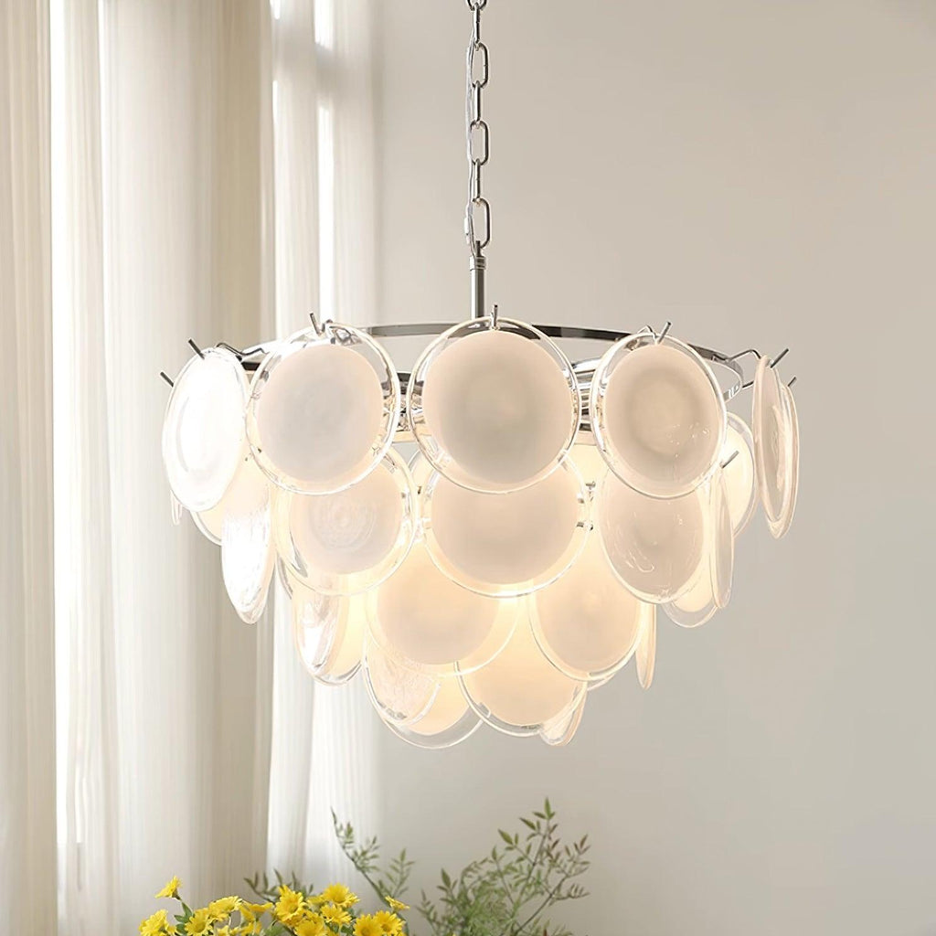 Esona Cascading Frosted Glass Discs Chandelier