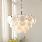 Esona Cascading Frosted Glass Discs Chandelier