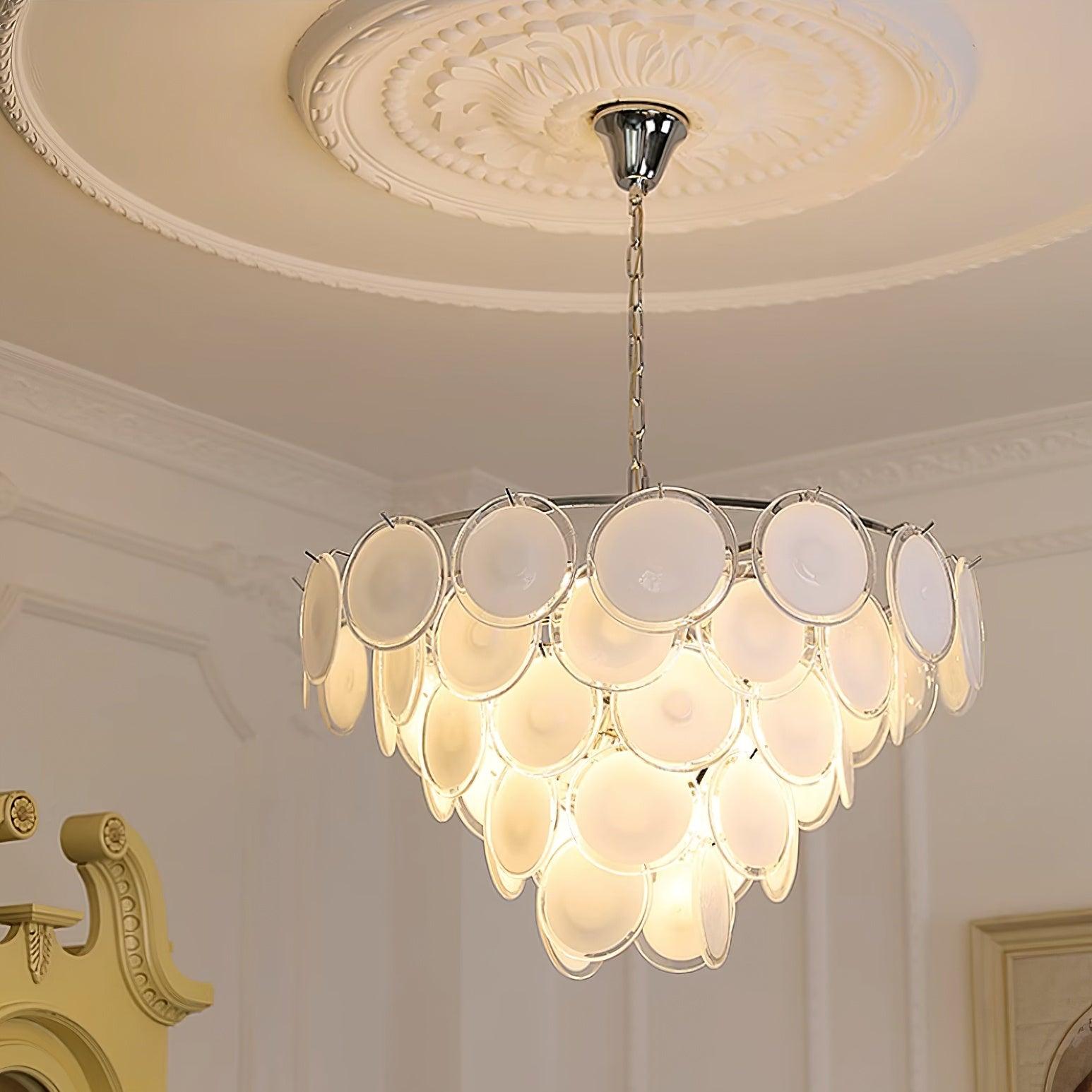 Esona Cascading Frosted Glass Discs Chandelier