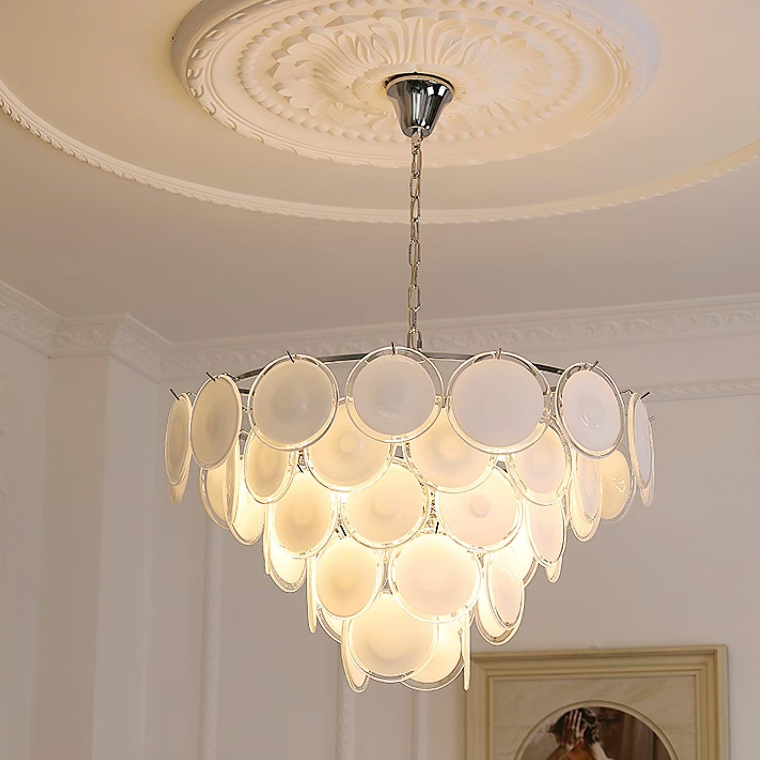 Esona Cascading Frosted Glass Discs Chandelier