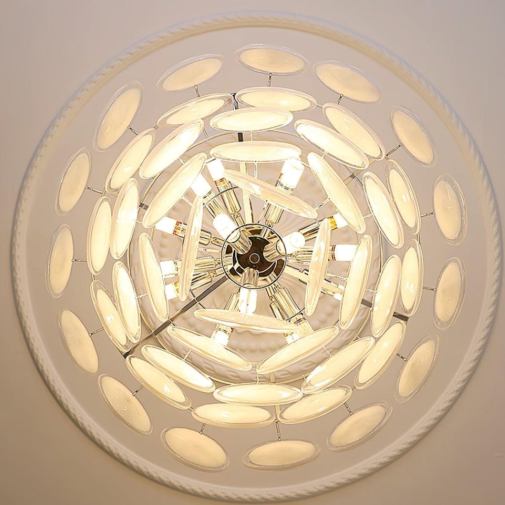 Esona Cascading Frosted Glass Discs Chandelier