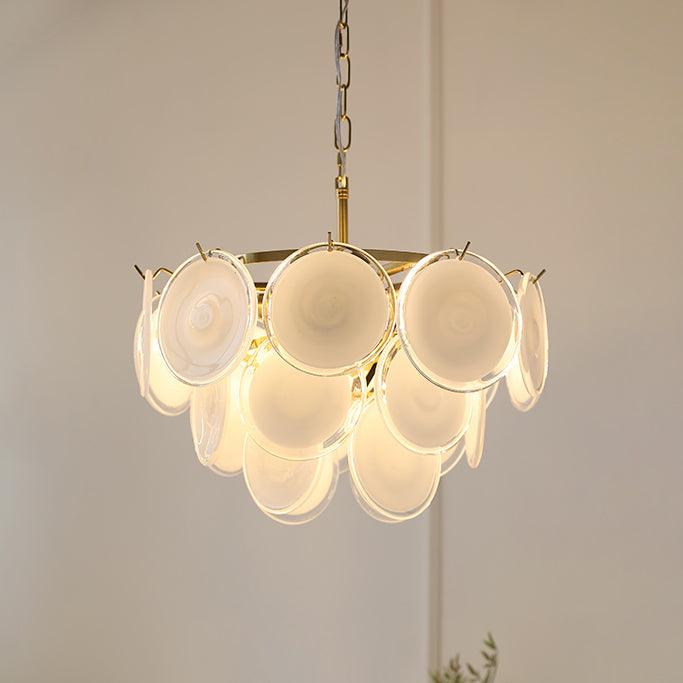 Esona Cascading Frosted Glass Discs Chandelier