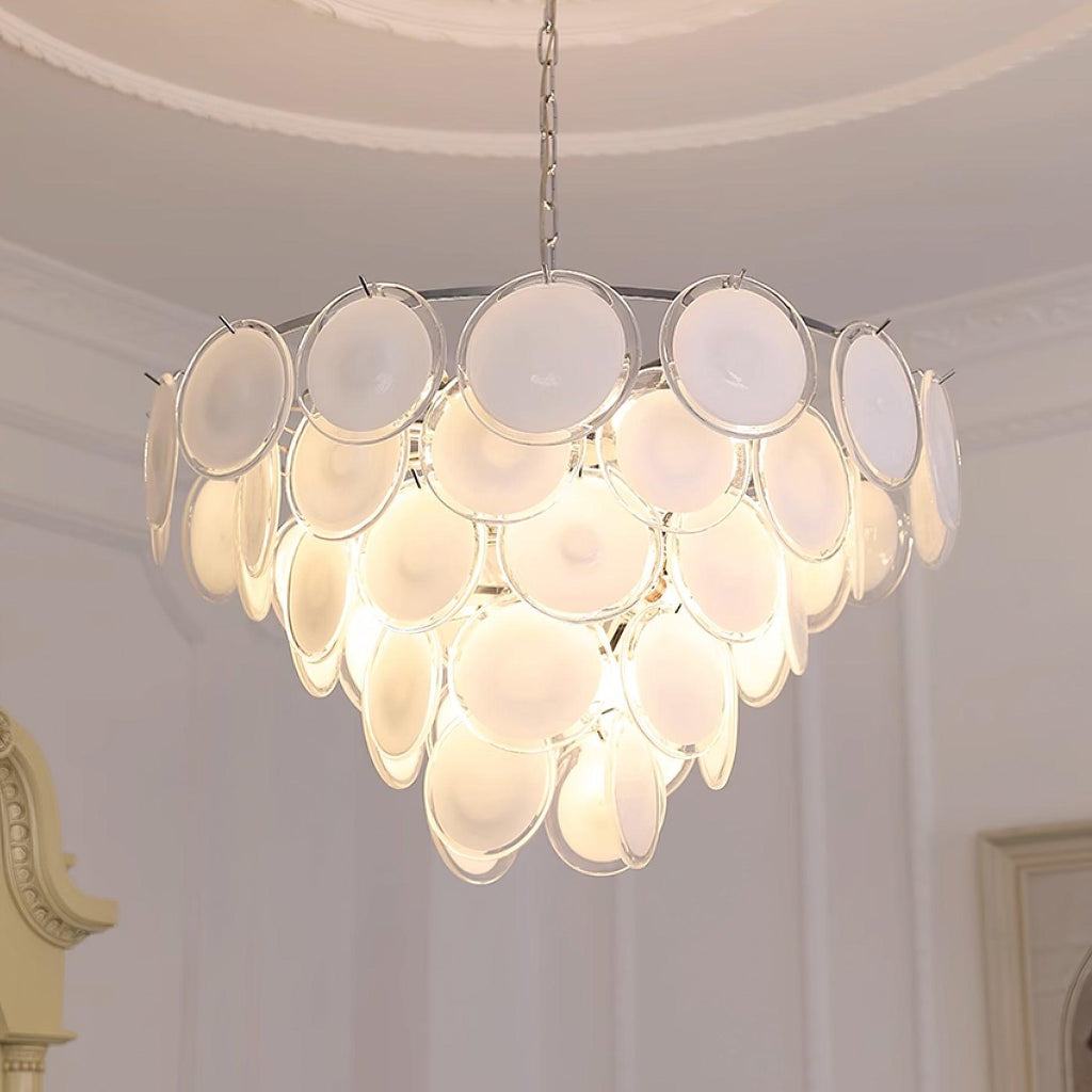 Esona Cascading Frosted Glass Discs Chandelier