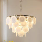 Esona Cascading Frosted Glass Discs Chandelier